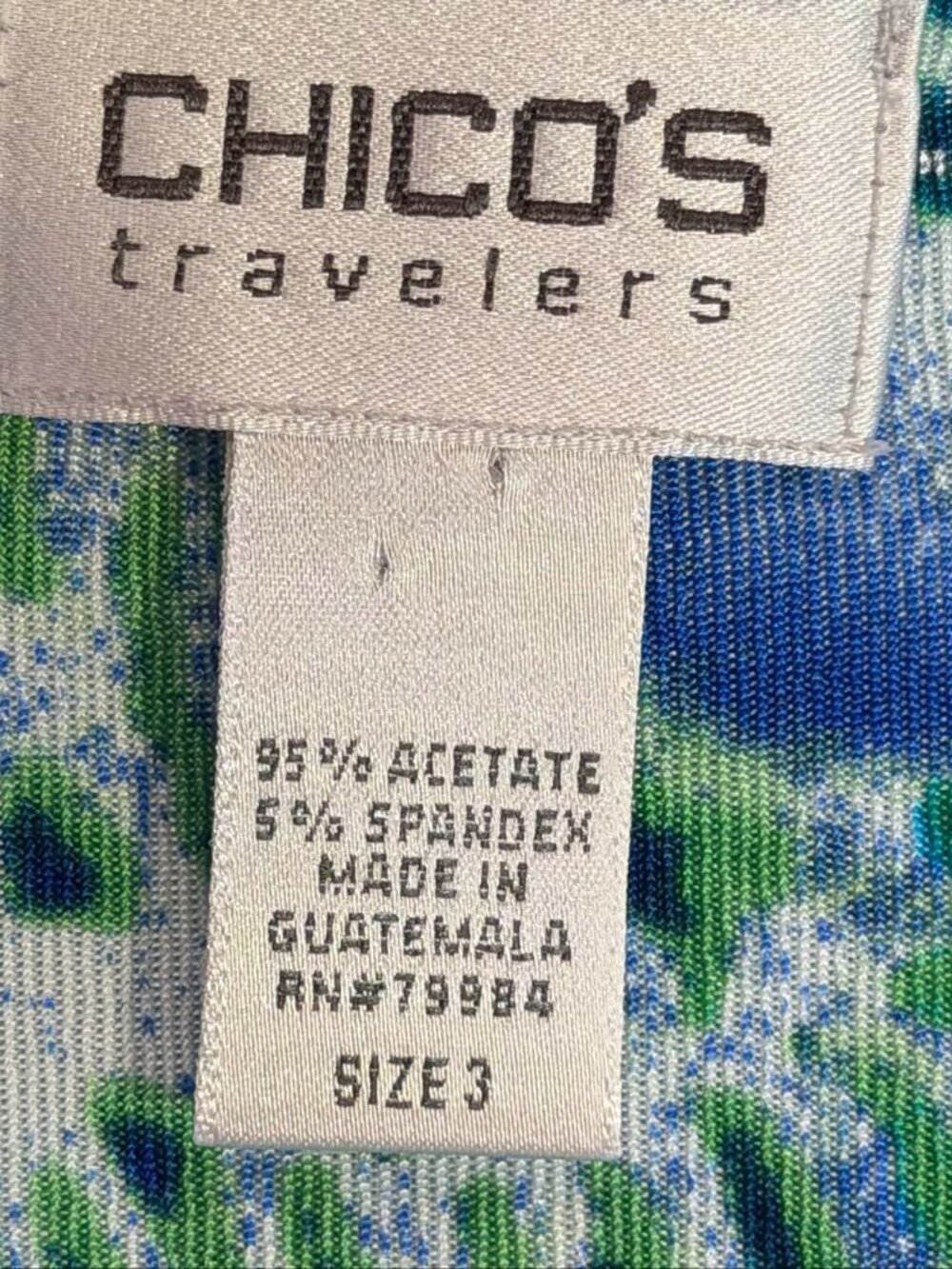 Chico's Green Blue Women's Travelers Sleeveless Tank Top Size 3 - Picture 5 of 15